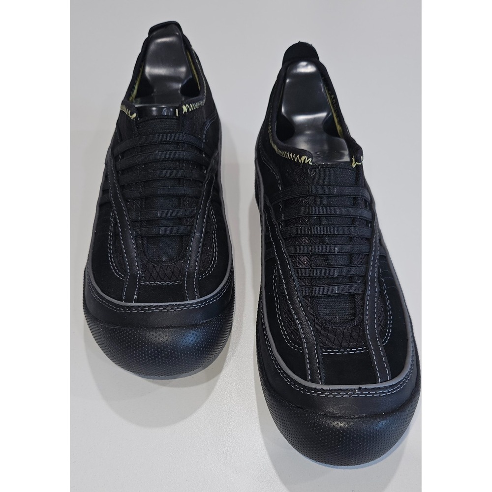Clarks Privo Ebi Womens 8M Black Leather Slip On Bungee Comfort Sneakers NIB
